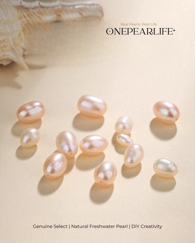 AAA Quality Natural Freshwater Rice-Shaped Full-Drilled Pearl Beads – DIY Necklace & Bracelet Jewelry Making Supplies (Full Strand) Onepearlife
