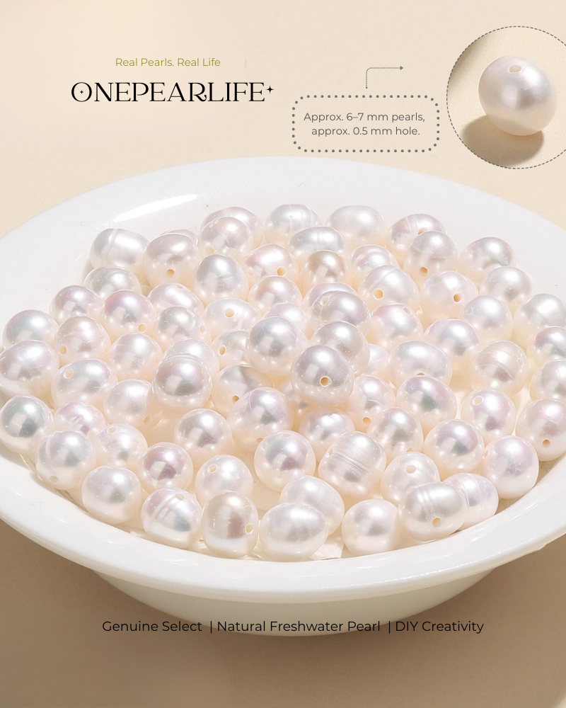 AAA Quality Natural Freshwater Rice-Shaped Full-Drilled Pearl Beads – DIY Necklace & Bracelet Jewelry Making Supplies (Full Strand) Onepearlife