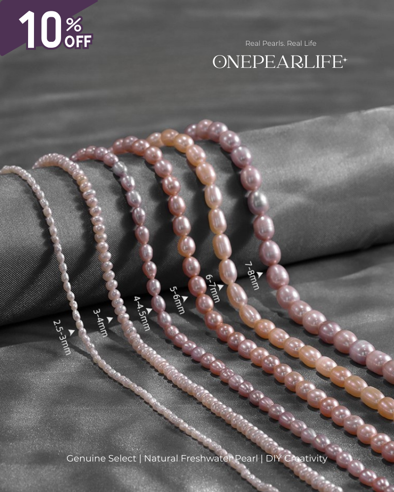 AAA Quality Natural Freshwater Rice-Shaped Full-Drilled Pearl Beads – DIY Necklace & Bracelet Jewelry Making Supplies (Full Strand) Onepearlife