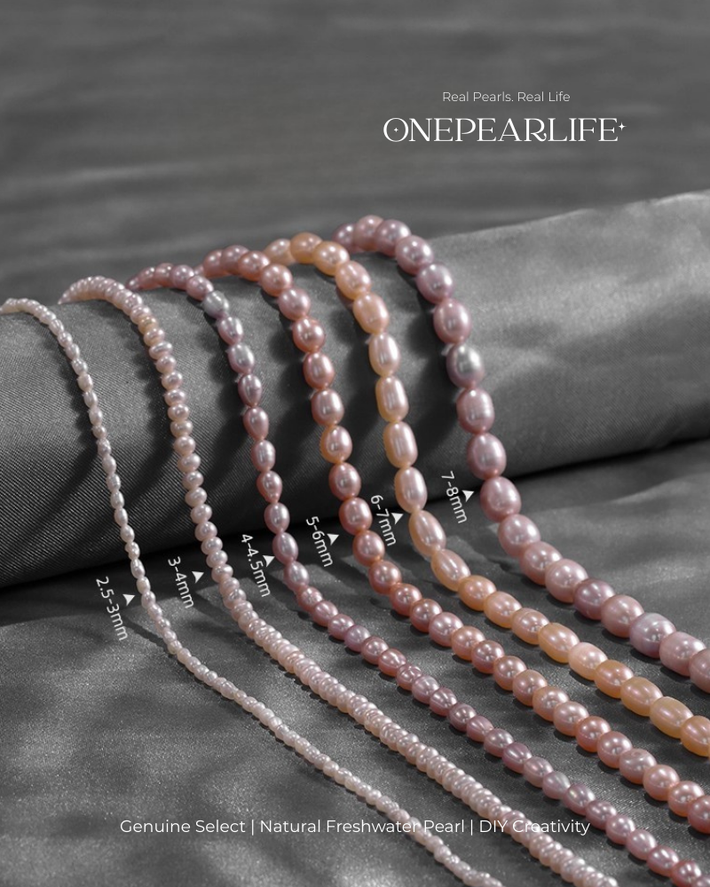 AAA Quality Natural Freshwater Rice-Shaped Full-Drilled Pearl Beads – DIY Necklace & Bracelet Jewelry Making Supplies (Full Strand) Onepearlife