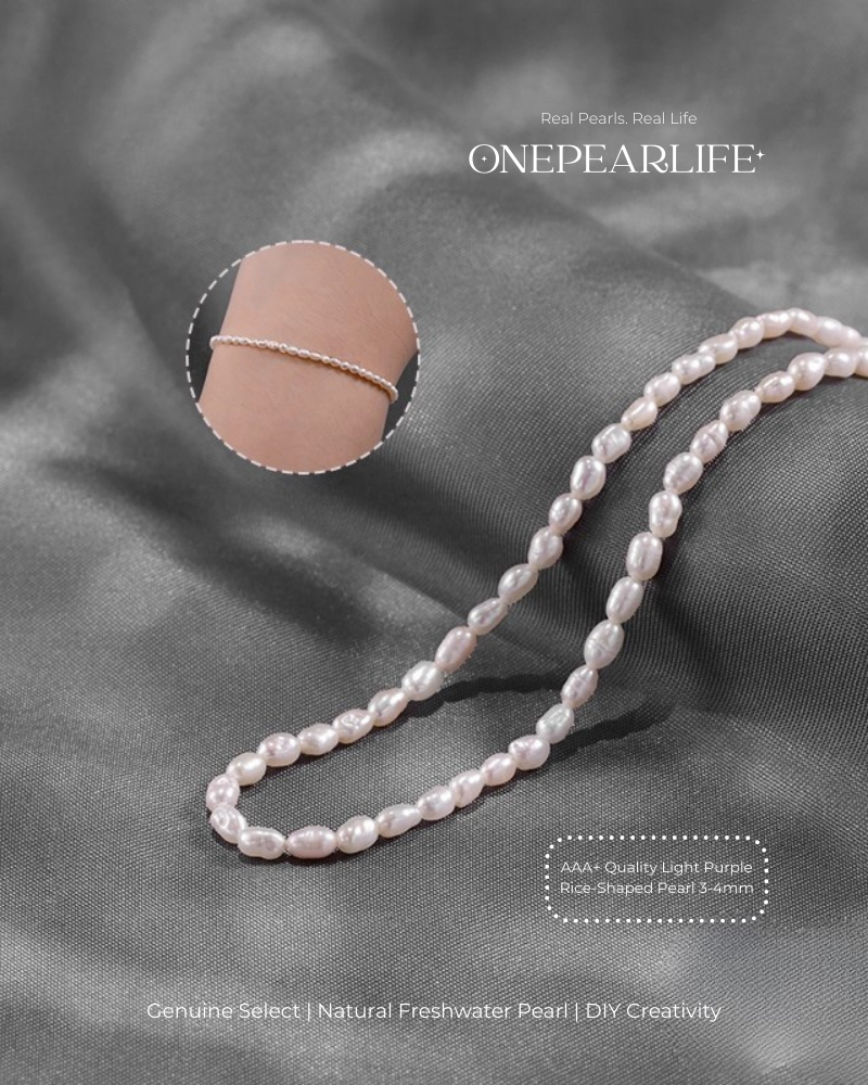 AAA Quality Natural Freshwater Rice-Shaped Full-Drilled Pearl Beads – DIY Necklace & Bracelet Jewelry Making Supplies (Full Strand) Onepearlife