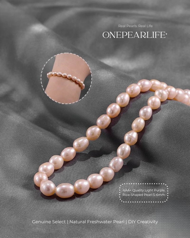 AAA Quality Natural Freshwater Rice-Shaped Full-Drilled Pearl Beads – DIY Necklace & Bracelet Jewelry Making Supplies (Full Strand) Onepearlife