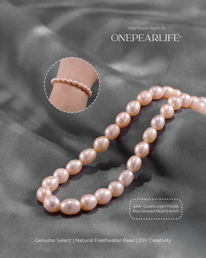 AAA Quality Natural Freshwater Rice-Shaped Full-Drilled Pearl Beads – DIY Necklace & Bracelet Jewelry Making Supplies (Full Strand) Onepearlife