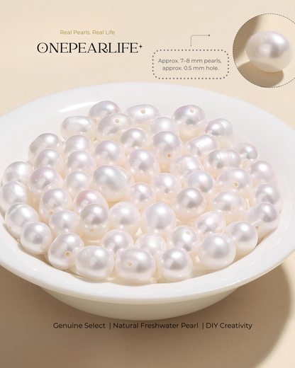 AAA Quality Natural Freshwater Rice-Shaped Full-Drilled Pearl Beads – DIY Necklace & Bracelet Jewelry Making Supplies (Full Strand) Onepearlife