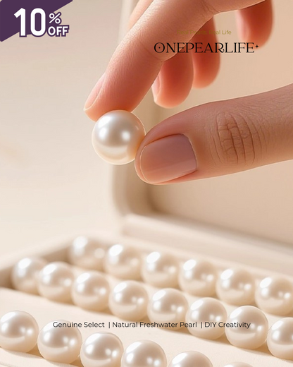 AAA Quality Natural Freshwater White Round Pearl Beads – Half-drilled & Full-drilled for DIY Necklace, Bracelet & Jewelry Setting Supplies