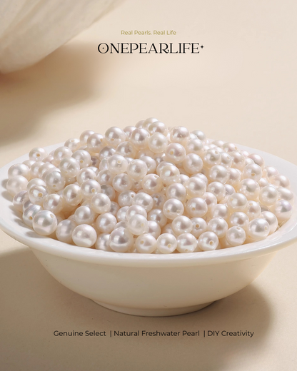 Half-drilled and full-drilled round freshwater pearls for handmade jewelry