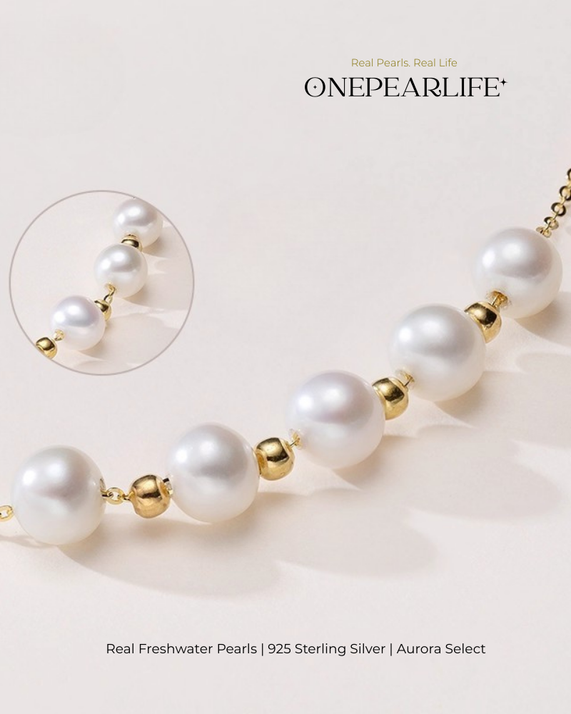 Althaea – AAA Quality Freshwater Pearl Jewelry Two Set (Necklace | Bracelet | 6–6.5mm) | 18K Gold Vermeil
