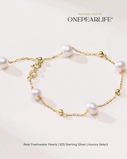 Althaea – AAA Quality Freshwater Pearl Jewelry Two Set (Necklace | Bracelet | 6–6.5mm) | 18K Gold Vermeil