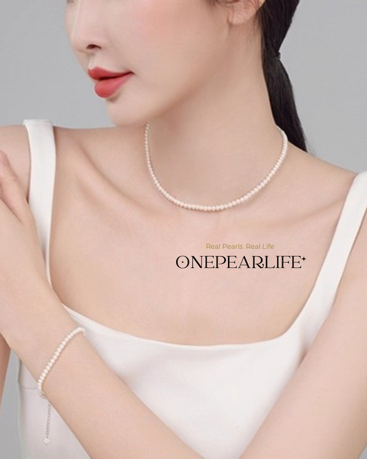 Althea – AAA Quality Mini Freshwater Pearl Jewelry Set | Necklace & Bracelet (4–4.5mm, 925 Sterling Silver)