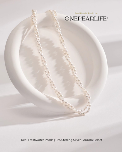 Amara – AAA Quality Double Strand Natural Rice-Shaped Freshwater Pearl Necklace | 3–4mm | 18K Gold Vermeil