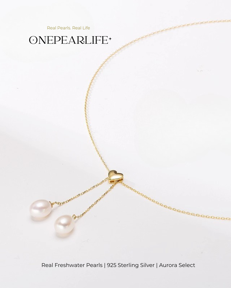 Marielle – AAA Quality Oval Freshwater Pearl Pendant Necklace with Y-Shaped Chain | 8–9mm | 18K Gold Vermeil
