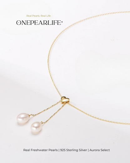 Marielle – AAA Quality Oval Freshwater Pearl Pendant Necklace with Y-Shaped Chain | 8–9mm | 18K Gold Vermeil