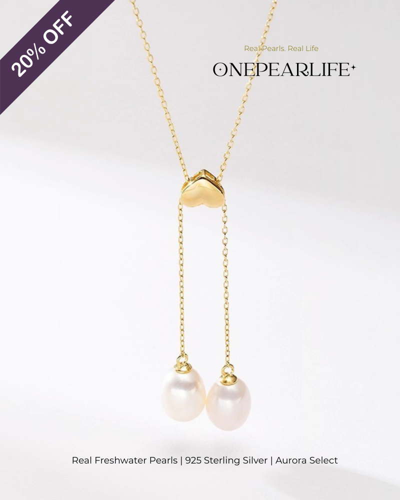 Marielle – AAA Quality Oval Freshwater Pearl Pendant Necklace with Y-Shaped Chain | 8–9mm | 18K Gold Vermeil