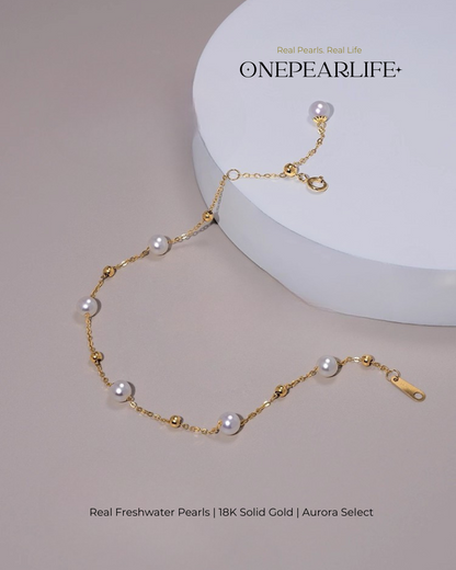 Astrina – AAA Quality White Freshwater Pearl Starry Bracelet | 6–6.5 mm | 18K Gold Vermeil