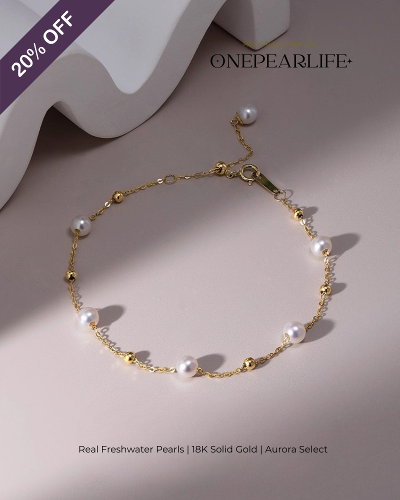 Astrina – AAA Quality White Freshwater Pearl Starry Bracelet | 6–6.5 mm | 18K Gold Vermeil