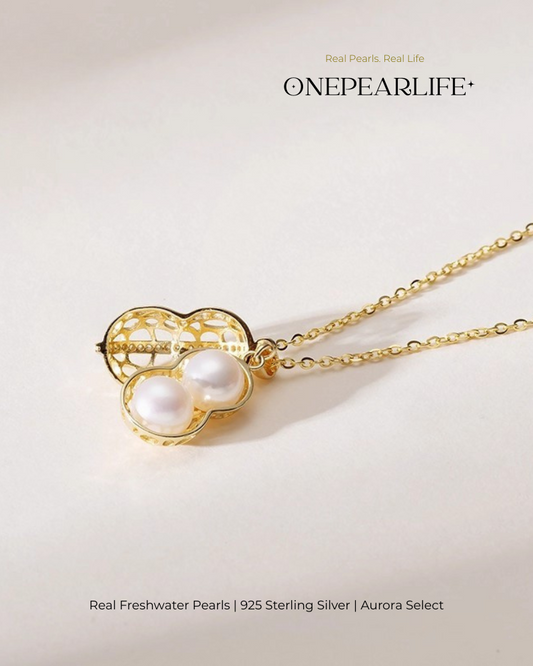 Aurea – AAA Quality Natural Freshwater Peanut-Shape Button Pearl Pendant | 6–6.5mm | 18K Gold Vermeil or 925 Sterling Silver