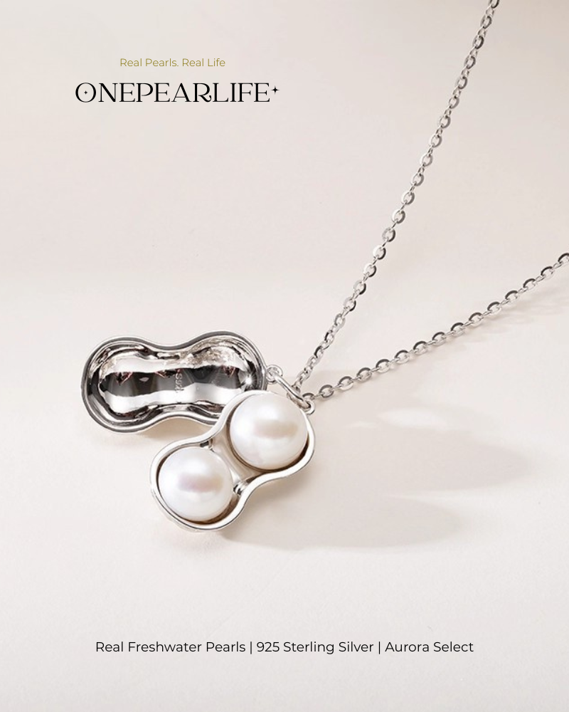 Aurea – AAA Quality Natural Freshwater Peanut-Shape Button Pearl Pendant | 6–6.5mm | 18K Gold Vermeil or 925 Sterling Silver