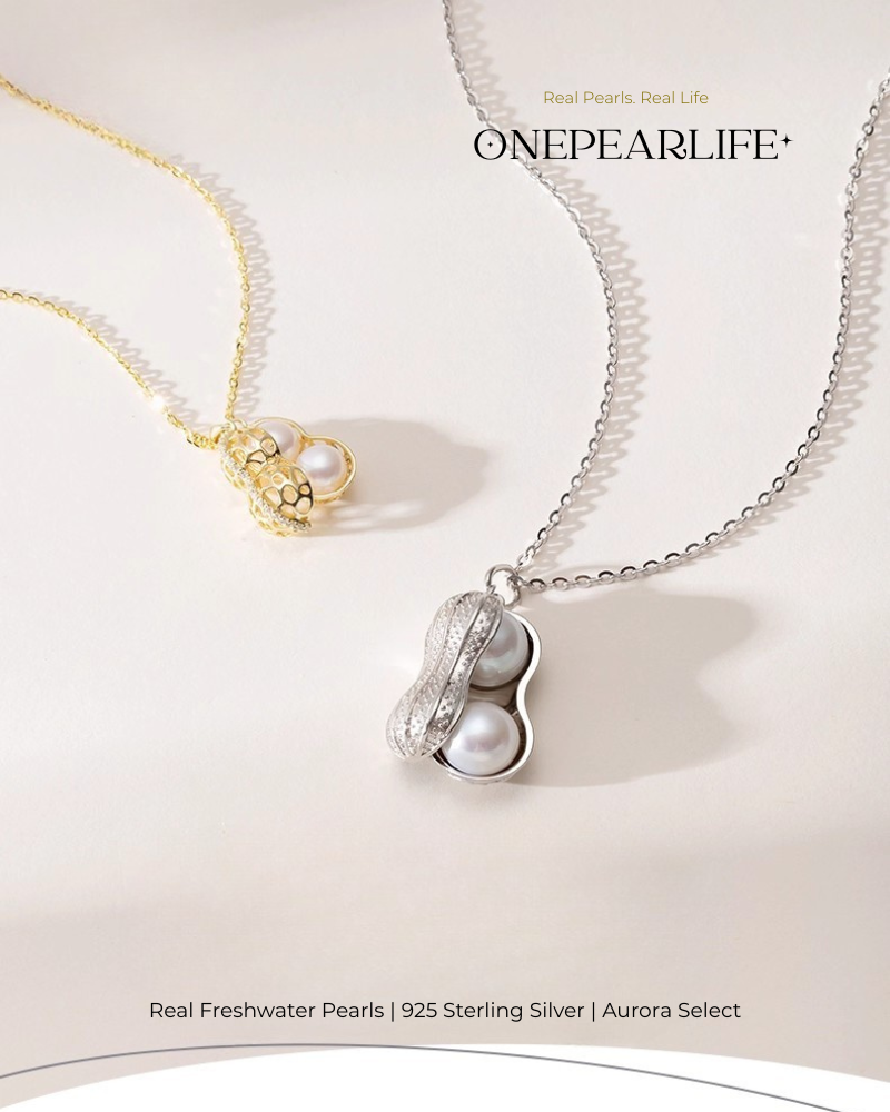 Aurea – AAA Quality Natural Freshwater Peanut-Shape Button Pearl Pendant | 6–6.5mm | 18K Gold Vermeil or 925 Sterling Silver