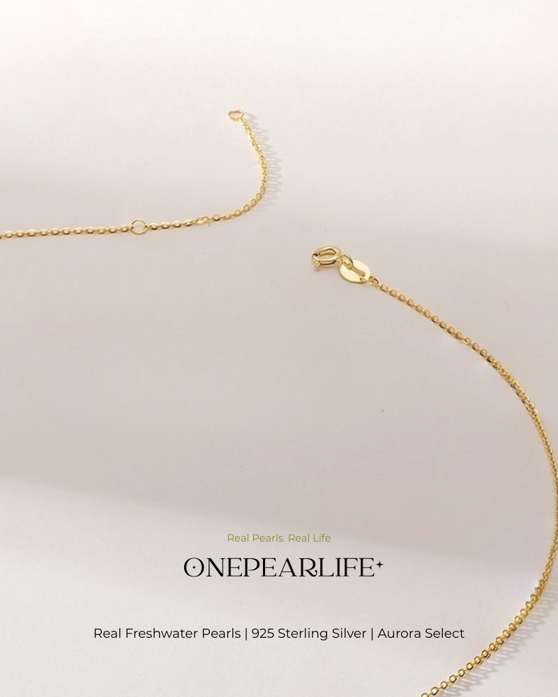 Aurea – AAA Quality Natural Freshwater Peanut-Shape Button Pearl Pendant | 6–6.5mm | 18K Gold Vermeil or 925 Sterling Silver