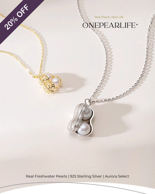Aurea – AAA Quality Natural Freshwater Peanut-Shape Button Pearl Pendant | 6–6.5mm | 18K Gold Vermeil or 925 Sterling Silver