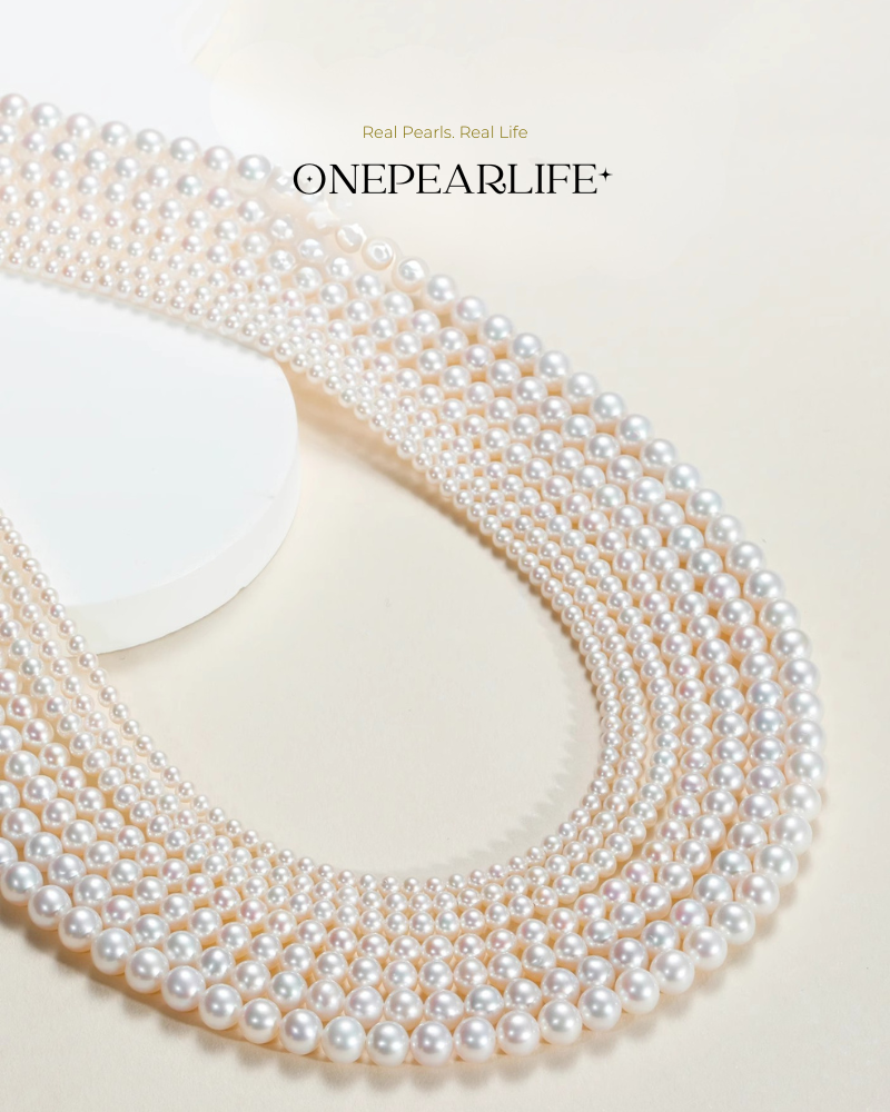 Aurina – AAA Quality Baby White Aurora Natural Freshwater Pearl Necklace | 3–3.5mm | 18K Gold KELLYMARS