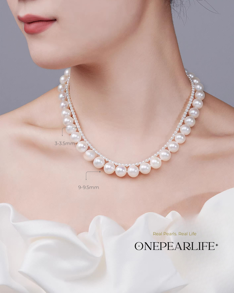 Aurina – AAA Quality Baby White Aurora Natural Freshwater Pearl Necklace | 3–3.5mm | 18K Gold KELLYMARS