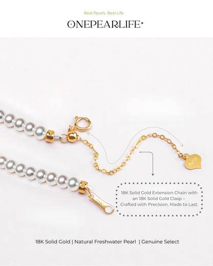 Aurina – AAA Quality Baby White Aurora Natural Freshwater Pearl Necklace | 3–3.5mm | 18K Gold KELLYMARS