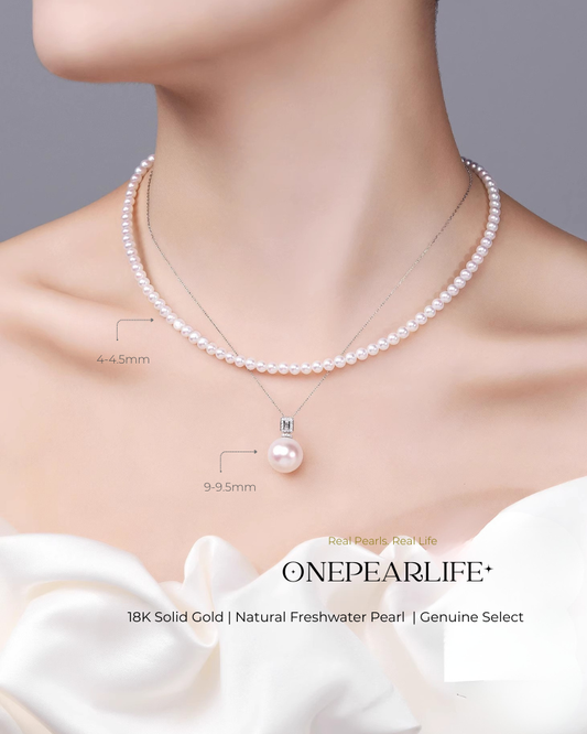 Aurina – AAA Quality Baby White Aurora Natural Freshwater Pearl Necklace | 3–3.5mm | 18K Gold KELLYMARS