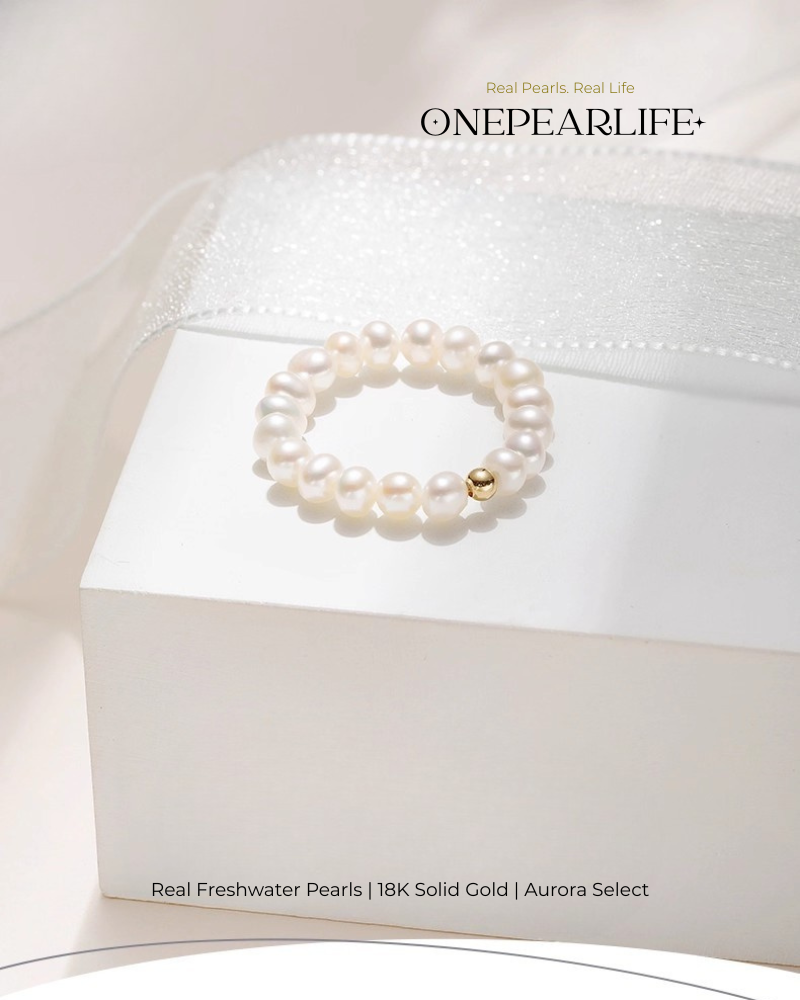 Nivara – AAA Quality Natural Freshwater Pearl Adjustable Ring | 3–3.5 mm | 18K Gold