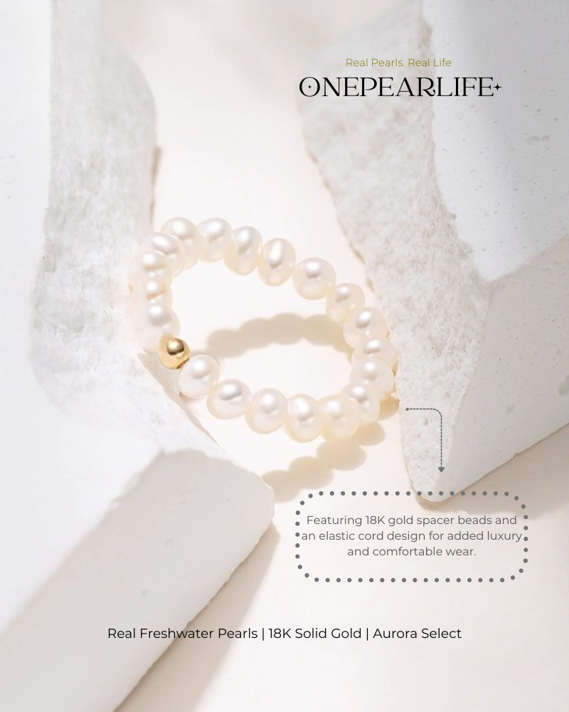 Nivara – AAA Quality Natural Freshwater Pearl Adjustable Ring | 3–3.5 mm | 18K Gold