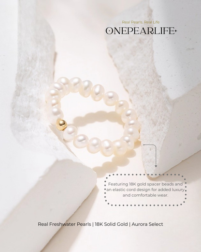 Nivara – AAA Quality Natural Freshwater Pearl Adjustable Ring | 3–3.5 mm | 18K Gold