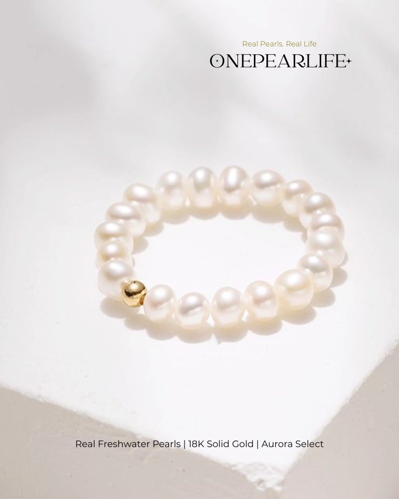 Nivara – AAA Quality Natural Freshwater Pearl Adjustable Ring | 3–3.5 mm | 18K Gold
