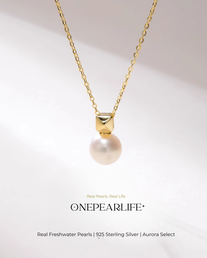 Aveline – AAA Quality Natural Freshwater Pearl Necklace | 8–8.5mm | 18K Gold Vermeil Pendant