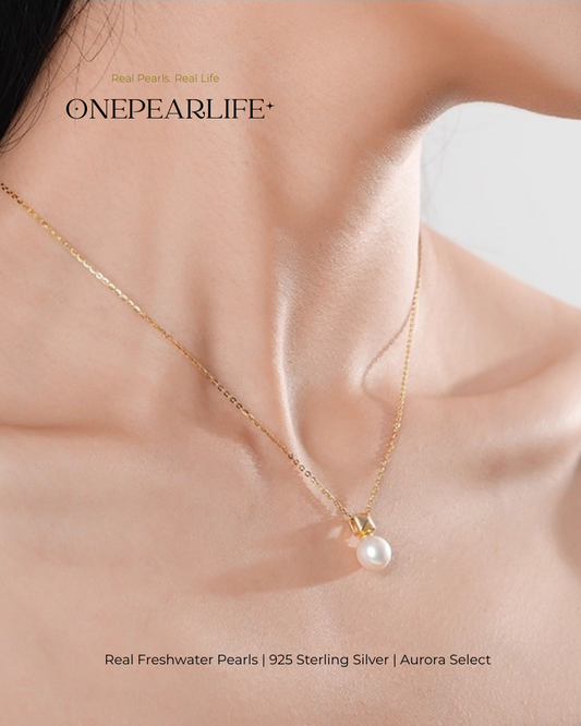 Aveline – AAA Quality Natural Freshwater Pearl Necklace | 8–8.5mm | 18K Gold Vermeil Pendant