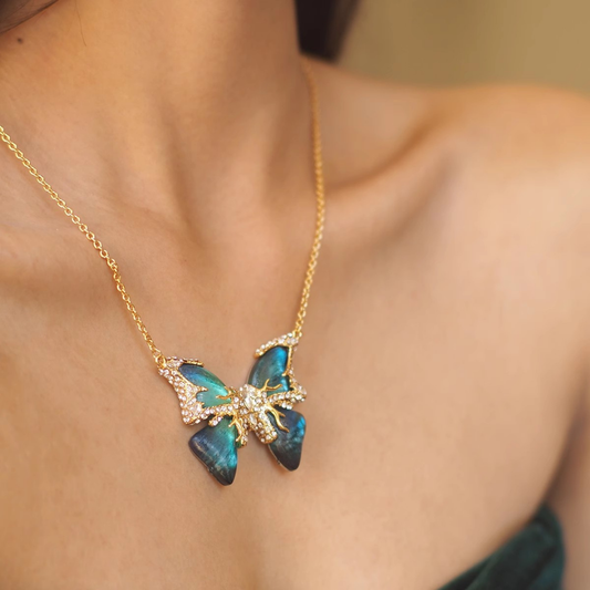 Blue Butterfly Pendant Necklace