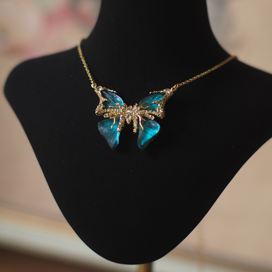 Blue Butterfly Pendant Necklace