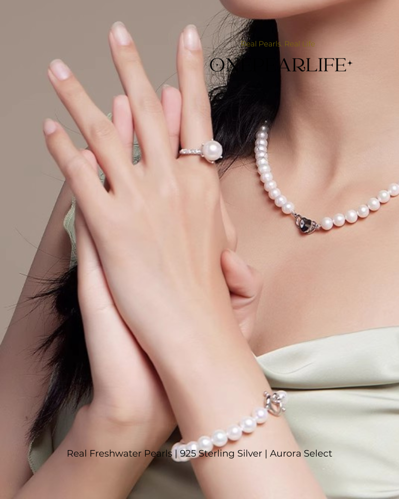 Calysta – AAA Quality Natural Freshwater Pearl Adjustable Ring | 9–9.5 mm | 925 Silver + CZ