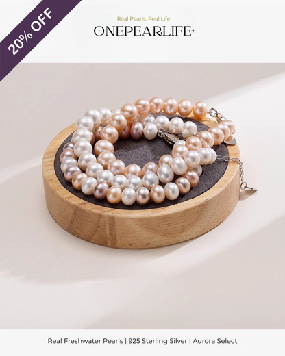 Celara – AAA Quality Multi-Color Freshwater Pearl Bracelet | 7–7.5 mm | 925 Sterling Silver