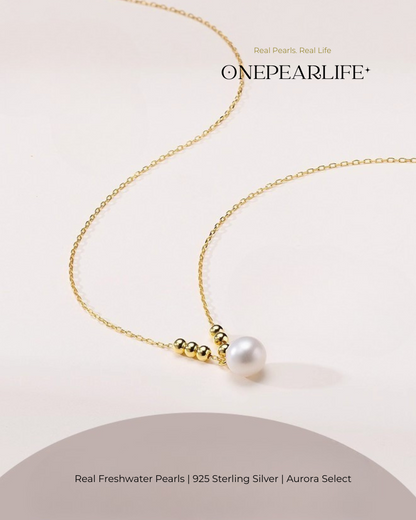 Celina – AAA Quality Natural Freshwater Pearl Necklace | 7–7.5mm | 18K Gold Vermeil Bead Pendant