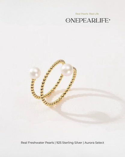 Celira – AAA Quality Natural Freshwater Pearl Adjustable Open Ring | 5–5.5 mm | 18K Gold Vermeil