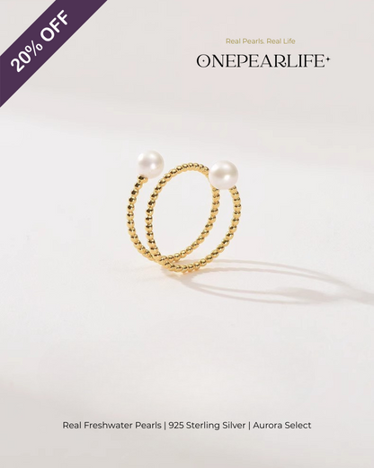 Celira – AAA Quality Natural Freshwater Pearl Adjustable Open Ring | 5–5.5 mm | 18K Gold Vermeil