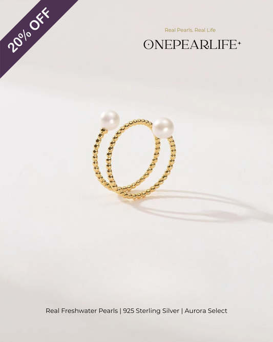 Celira – AAA Quality Natural Freshwater Pearl Adjustable Open Ring | 5–5.5 mm | 18K Gold Vermeil