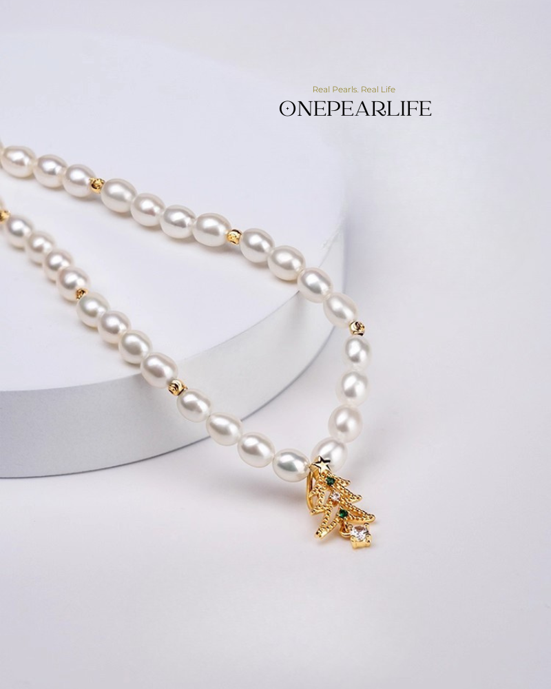 ChristmasGift – AAA Quality Natural Freshwater Baby Pearl Pendant | 5–6mm | 18K Gold Vermeil Pendant Onepearlife