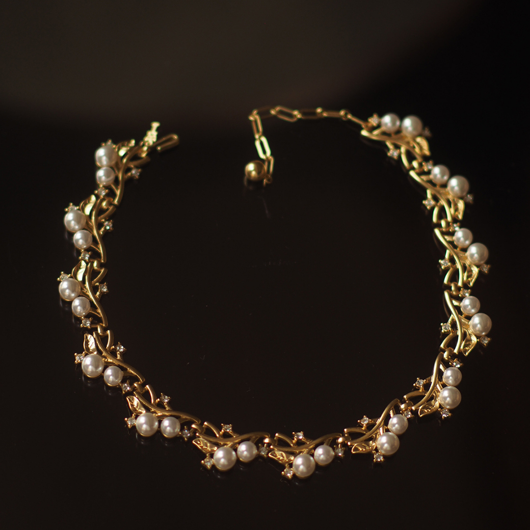 Custom Gold Vintage Pearl Choker Necklace