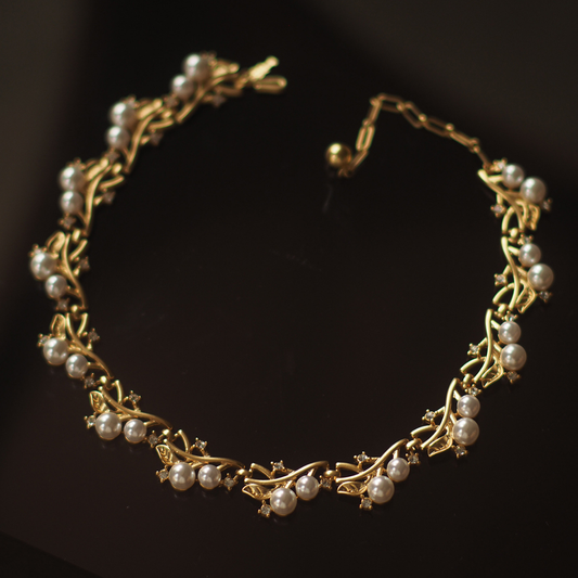 Custom Gold Vintage Pearl Choker Necklace