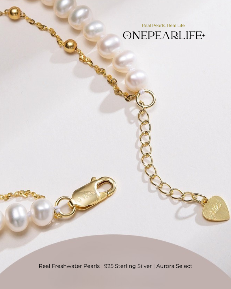 Doria – AAA Quality Double-Layer White Freshwater Pearl Bracelet | 5–5.5 mm | 18K Gold Vermeil