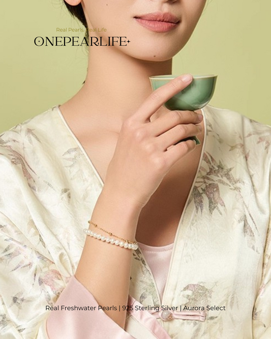 Doria – AAA Quality Double-Layer White Freshwater Pearl Bracelet | 5–5.5 mm | 18K Gold Vermeil