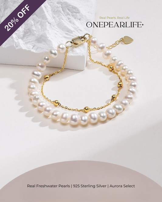 Doria – AAA Quality Double-Layer White Freshwater Pearl Bracelet | 5–5.5 mm | 18K Gold Vermeil