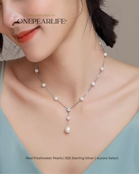 Elara – AAA Quality Natural Teardrop Freshwater Pearl Pendant Necklace | 6–7mm | 925 Sterling Silver