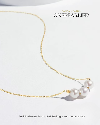 Elena – AAA Quality Natural Freshwater Pearl Pendant Necklace | 6–6.5mm | 925 Sterling Silver & 18K Gold Vermeil